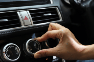 Car A/C Repair in Racine, WI at Durand Automotive. Close-up of vehicle air conditioning controls